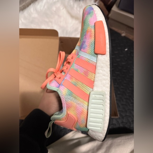 Bright tie dye Adidas NMD R1 W size 8 in box. - Picture 3 of 7